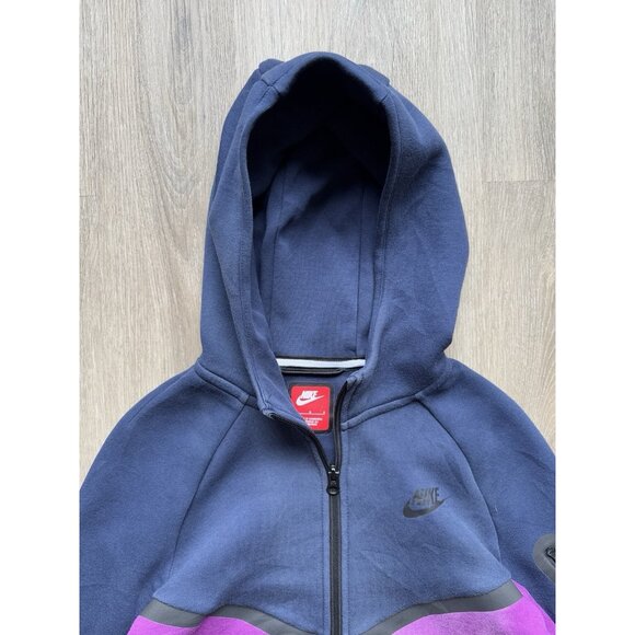 Nike Y2K Tech Fleece Full Zip Jacket Hoodie Purple Blue Youth Large Sports Fade - Picture 3 of 12